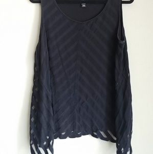 Black and sheer overlay sleeveless top xl
